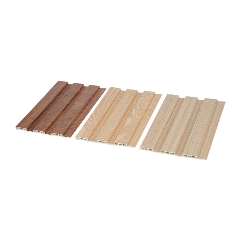 Painéal Balla Mór Fluted WPC Hollow Wood Grain Do Bhalla Cúlra Teilifíse